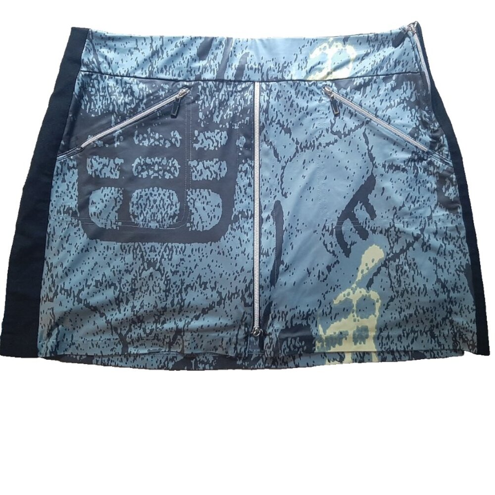 jamie sadock Blue Printed Golf Skort with Black Side Panels